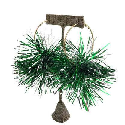 Tinsel Hoop Earrings, Green