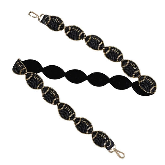 Football Beaded Purse Strap, Black & Gold