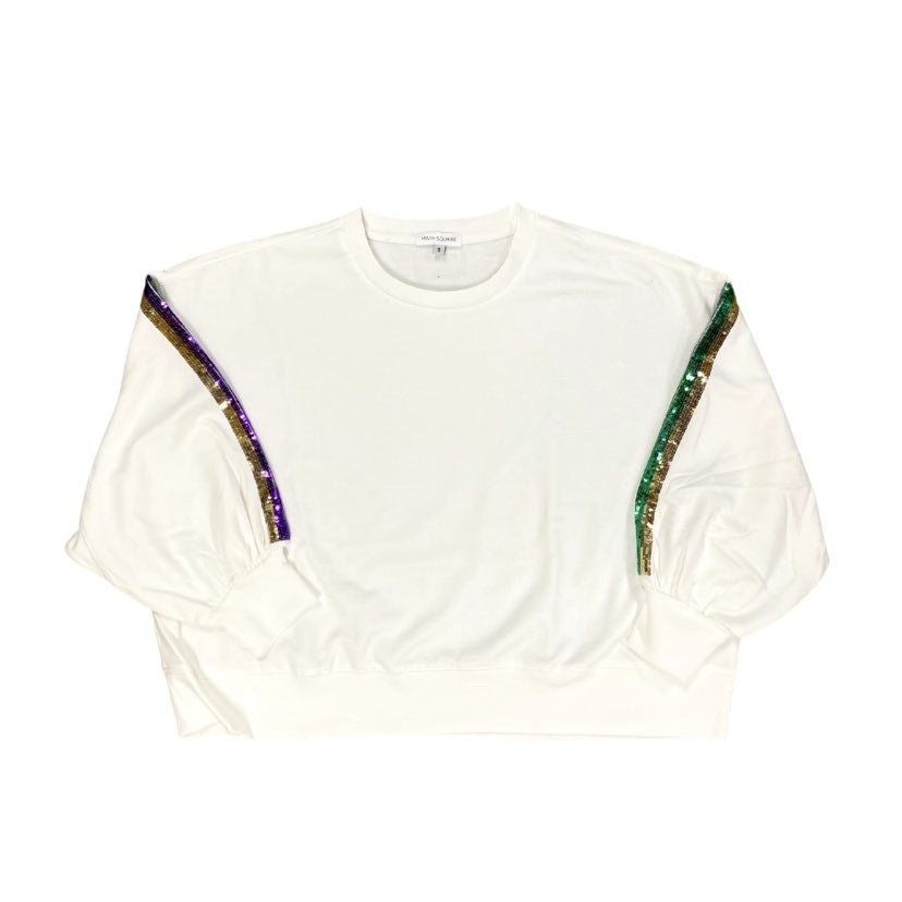 Mardi Gras Sequin Stripe Sleeve Sweatshirt