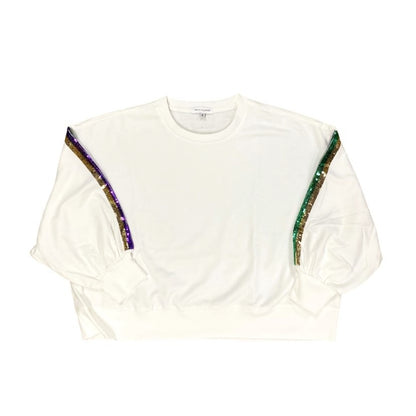 Mardi Gras Sequin Stripe Sleeve Sweatshirt