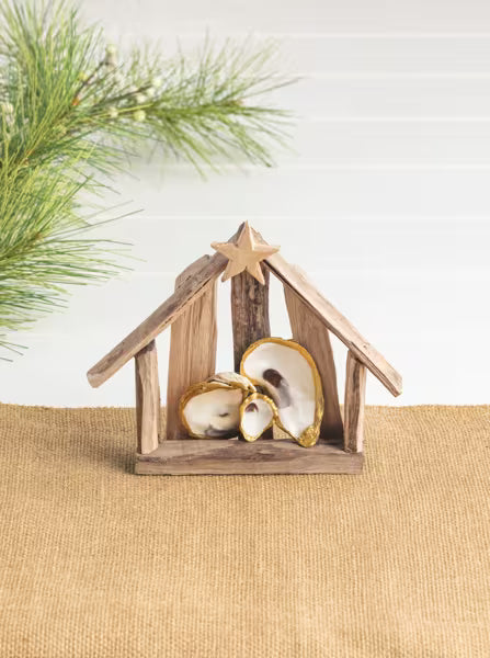Driftwood Oyster Nativity Set