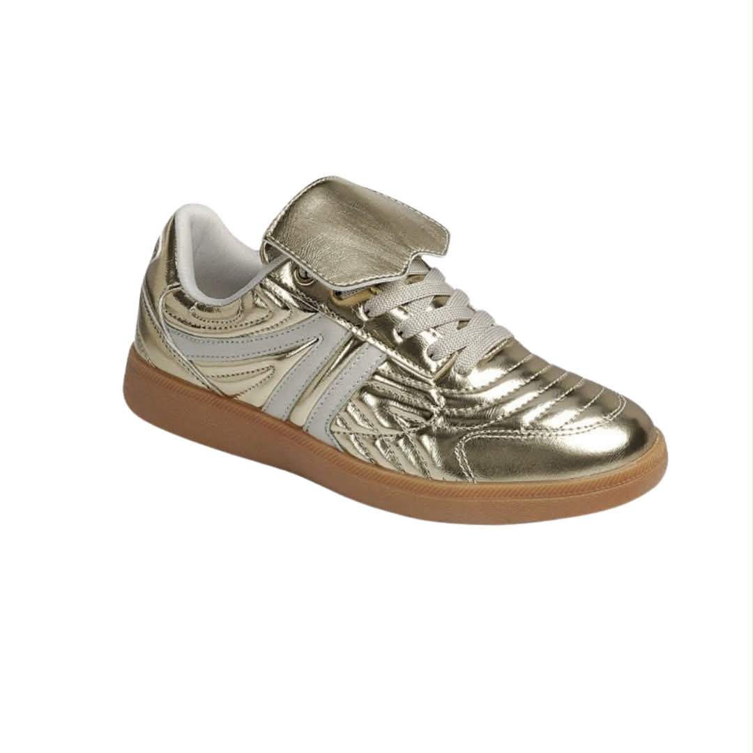 Metallic Gold Shoe with Tongue Flap