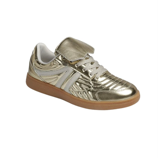 Metallic Gold Shoe with Tongue Flap
