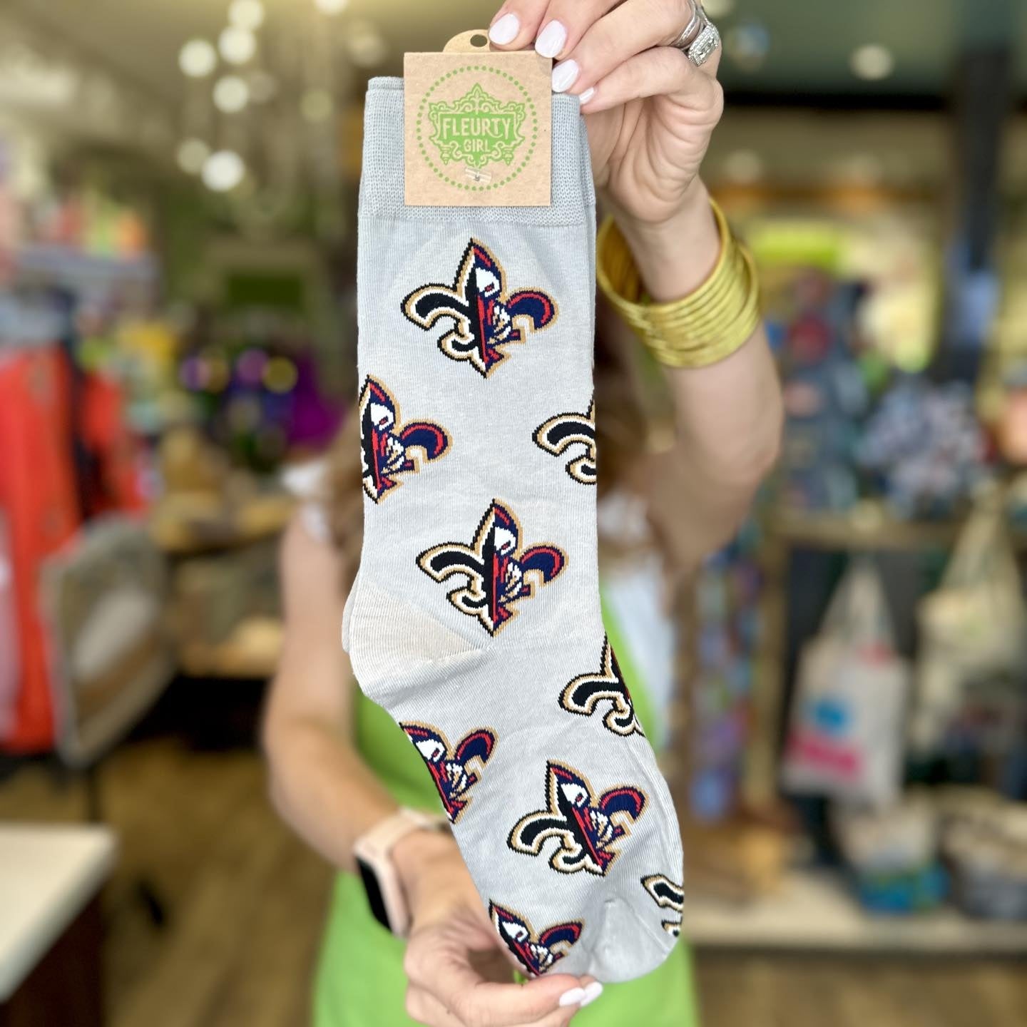 Saints Pelican Fleur de Lis Socks