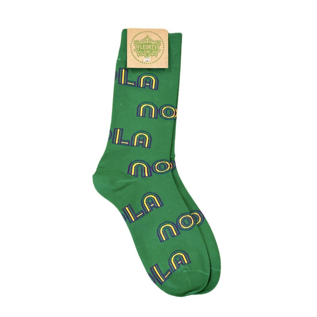 Mardi Gras NOLA Socks, Green