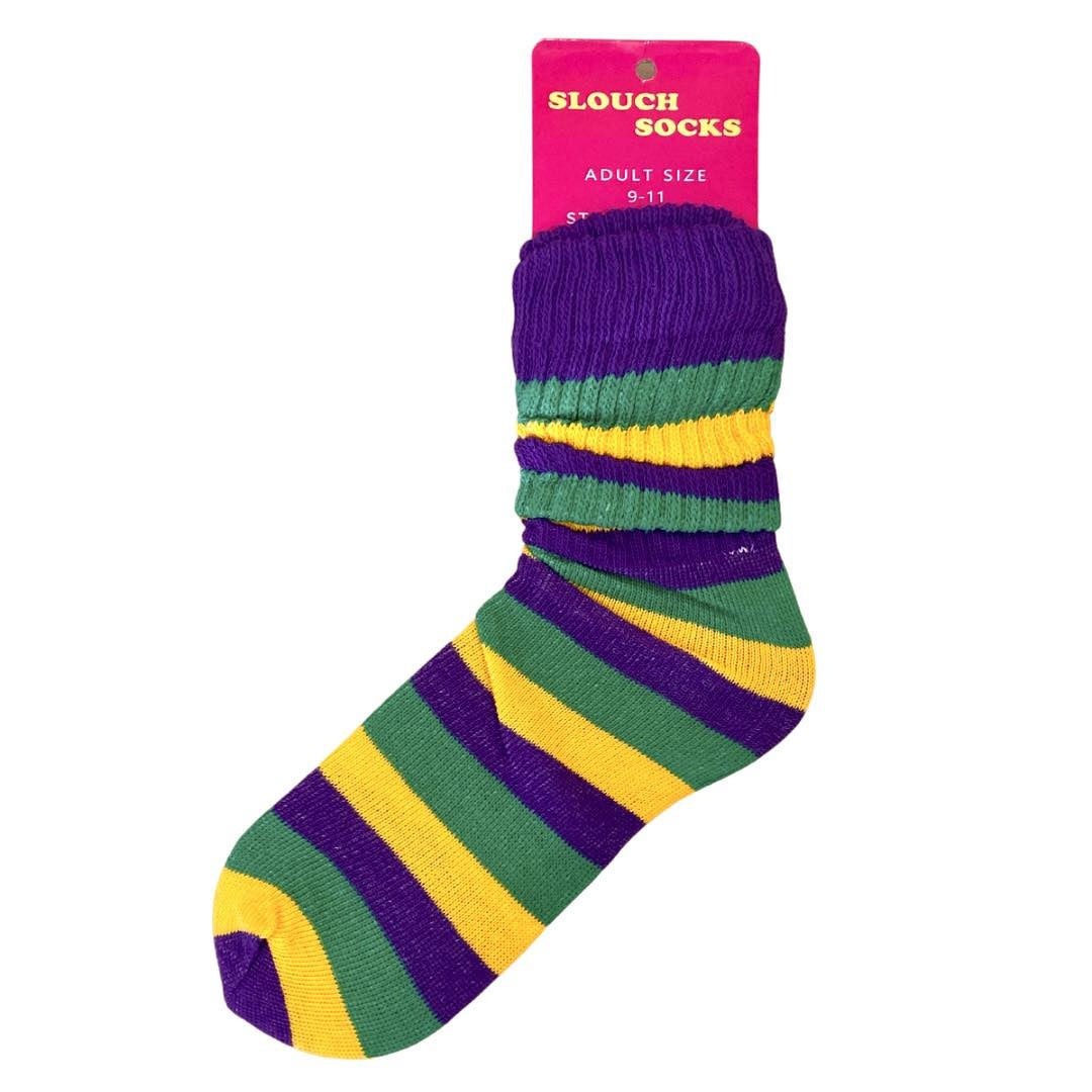 Mardi Gras Tri Color Slouch Socks