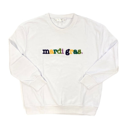 White Mardi Gras Sweatshirt