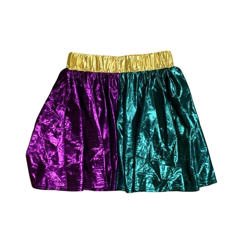 Mardi Gras Metallic Color Block Skirt