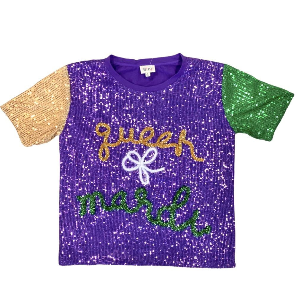 Queen of Mardi Sequin Top