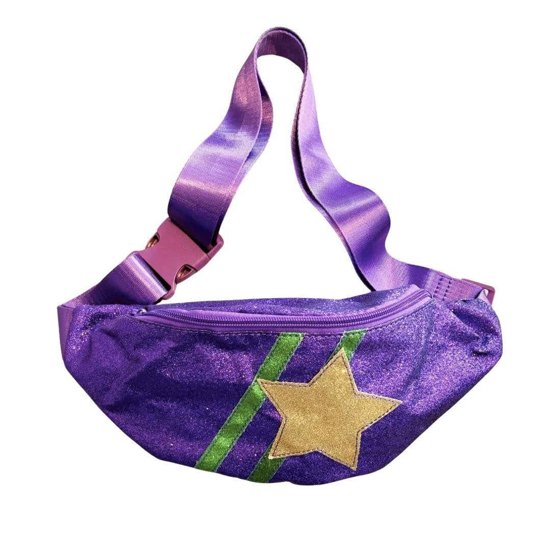 Purple Glitter Gold Star Fanny Pack