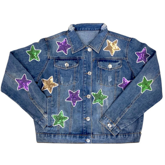 Mardi Gras Stars Denim Jacket