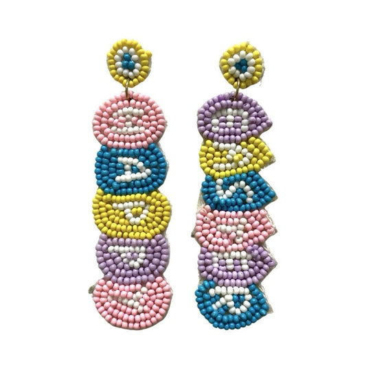 Beaded Happy Easter Dangle Earrings