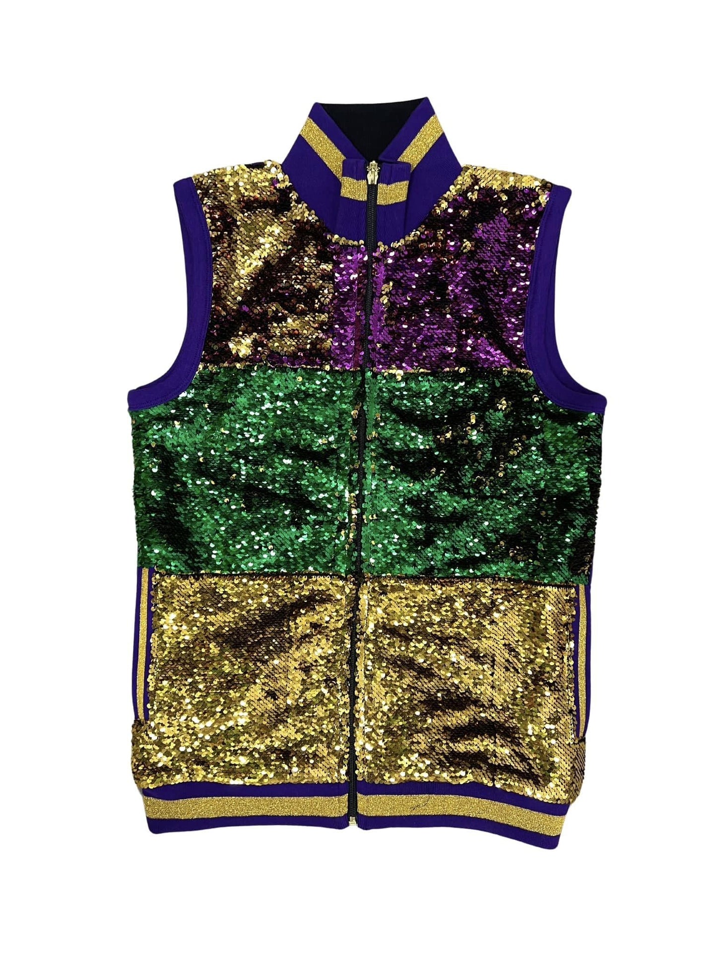 Mardi Gras Stripe Sequin Vest