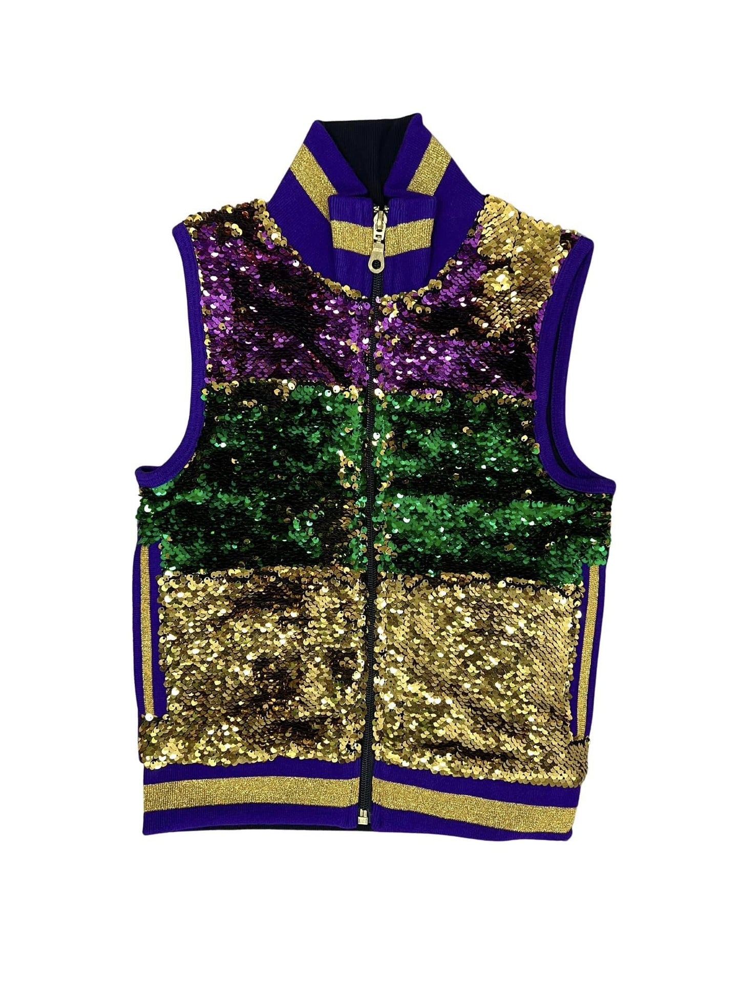 Mardi Gras Stripe Sequin Vest, Kids