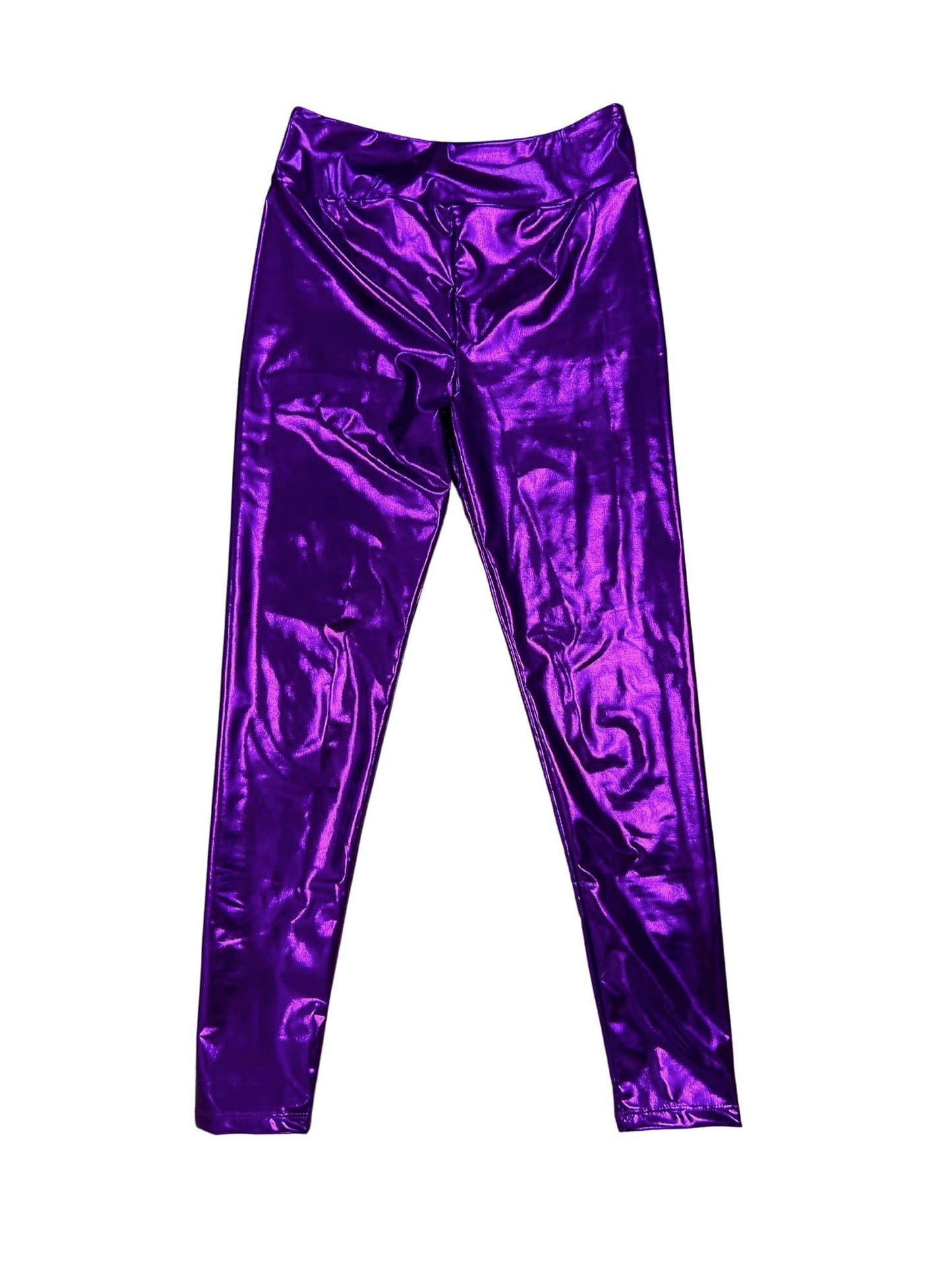 Purple Metallic Leggings, One Size