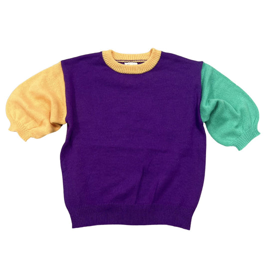 Tri Color Short Sleeve Sweater