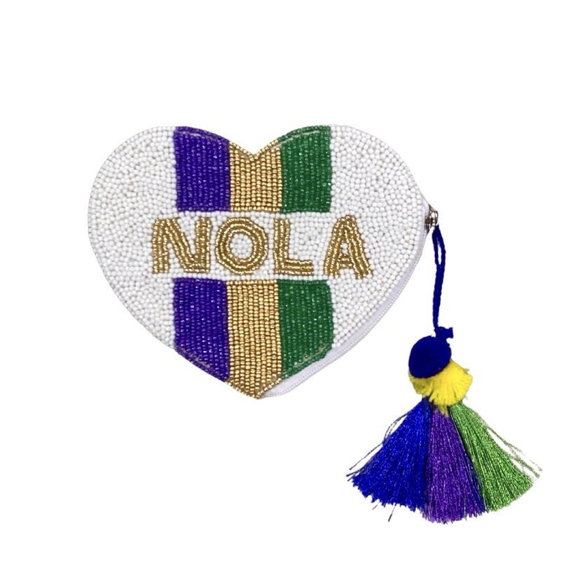 NOLA Heart Beaded Pouch