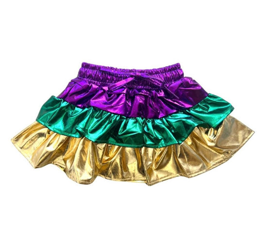 Mardi Gras Metallic Tiered Skort, Kids