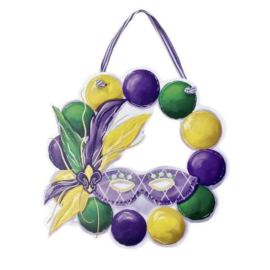 Painted Mardi Gras Mask Door Hanger