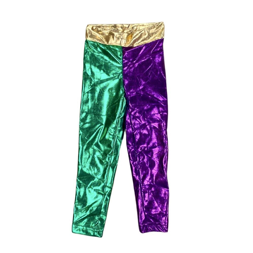 Metallic Tri Color Leggings, Kids