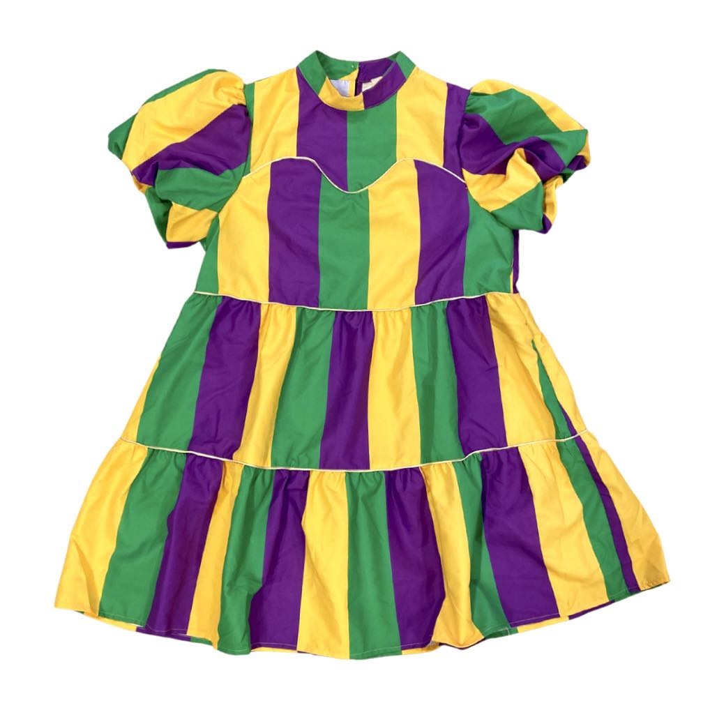 Mardi Gras Stripe Poplin Dress