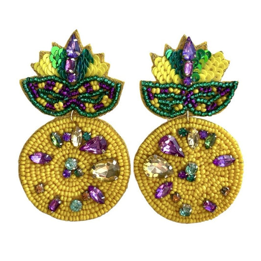 Mardi Gras Mask Earrings with Embellishments