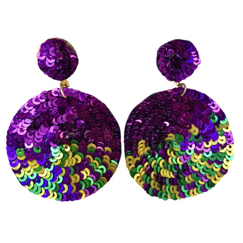 Mardi Gras Sequin Disc Earrings