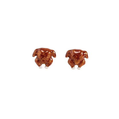 Roasted Turkey Glitter Stud Earrings