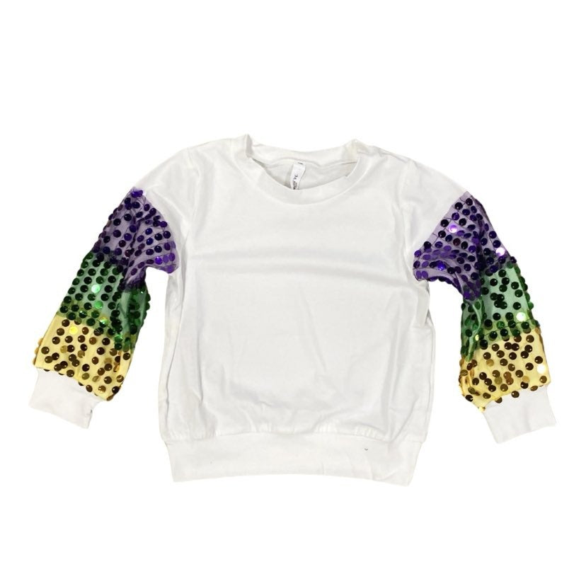 Mardi Gras Sequin Sleeve Sweatshirt, Kids – Fleurty Girl