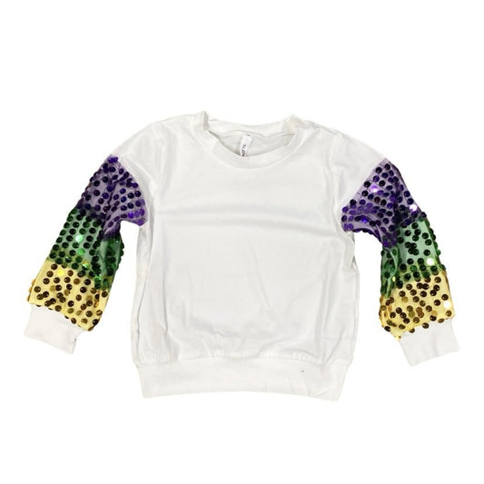 Mardi Gras Sequin Sleeve Sweatshirt, Kids