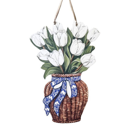 White Tulips Door Hanger