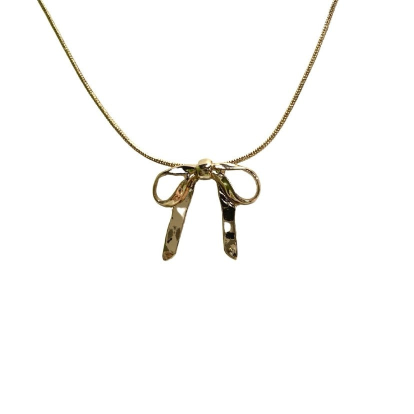 Bow Ribbon Necklace, Gold