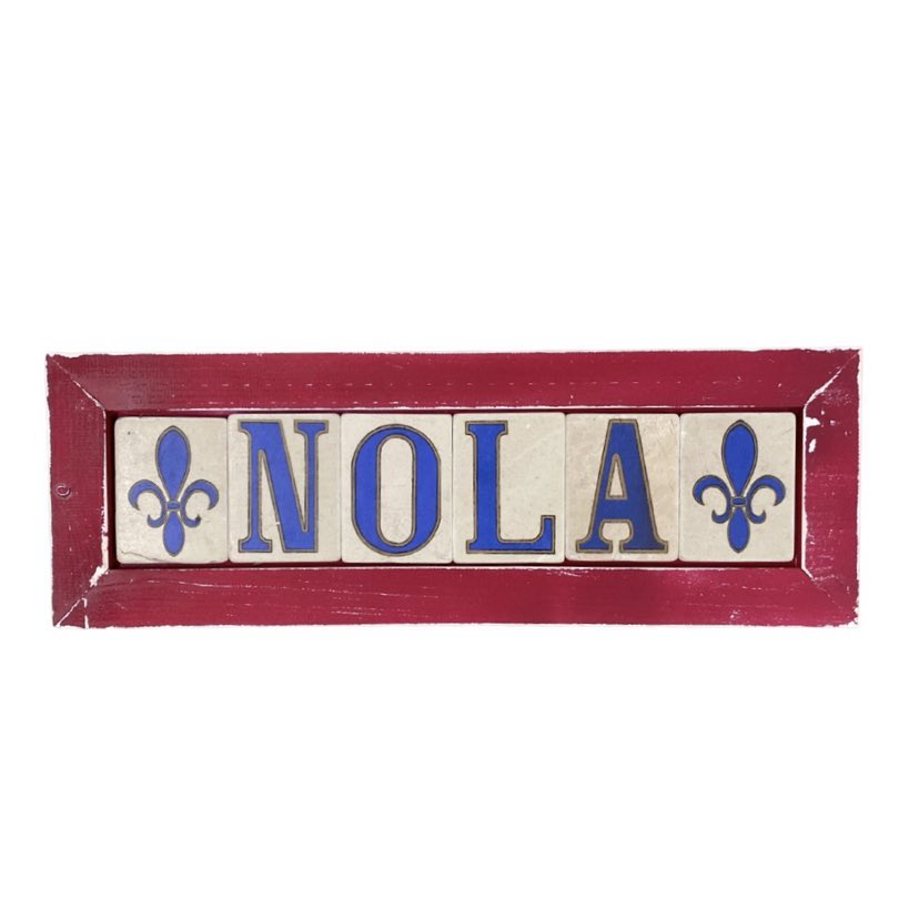 NOLA Double Fleur de Lis Framed Tile Sign