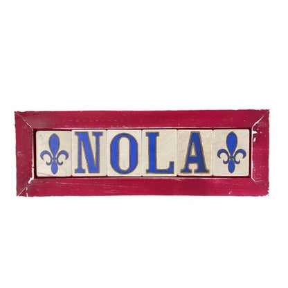 NOLA Double Fleur de Lis Framed Tile Sign