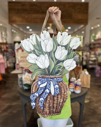 White Tulips Door Hanger