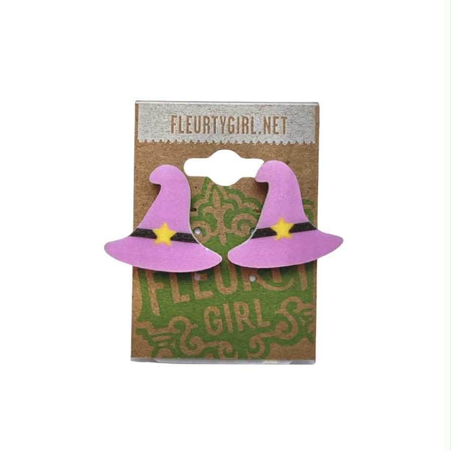 Witch Hat Stud Earrings, Pink