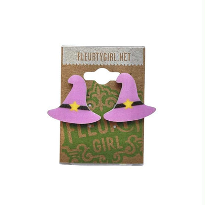Witch Hat Stud Earrings, Pink