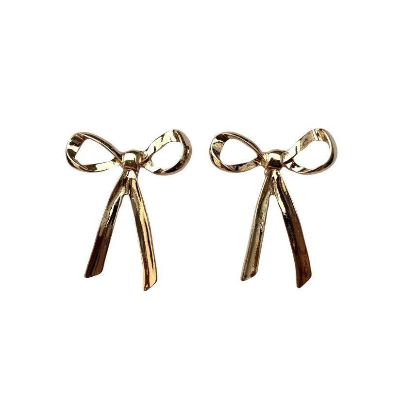 Movable Bow Earrings, Gold