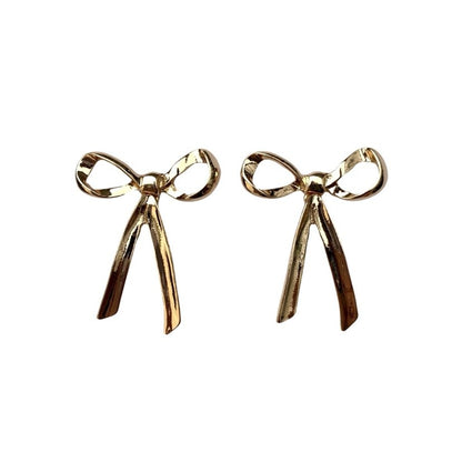 Movable Bow Earrings, Gold