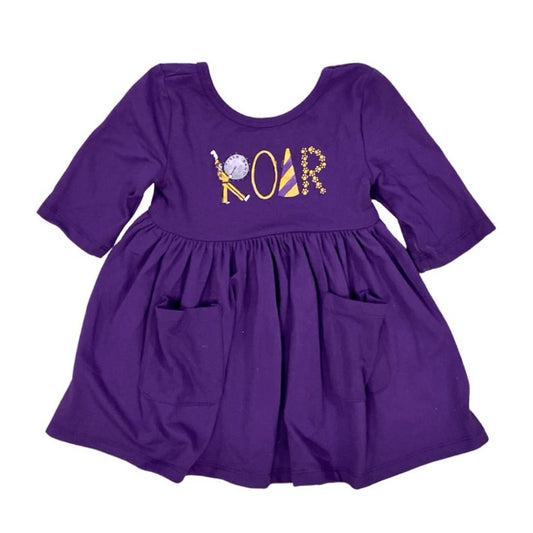 Purple & Gold Roar Dress, Kids