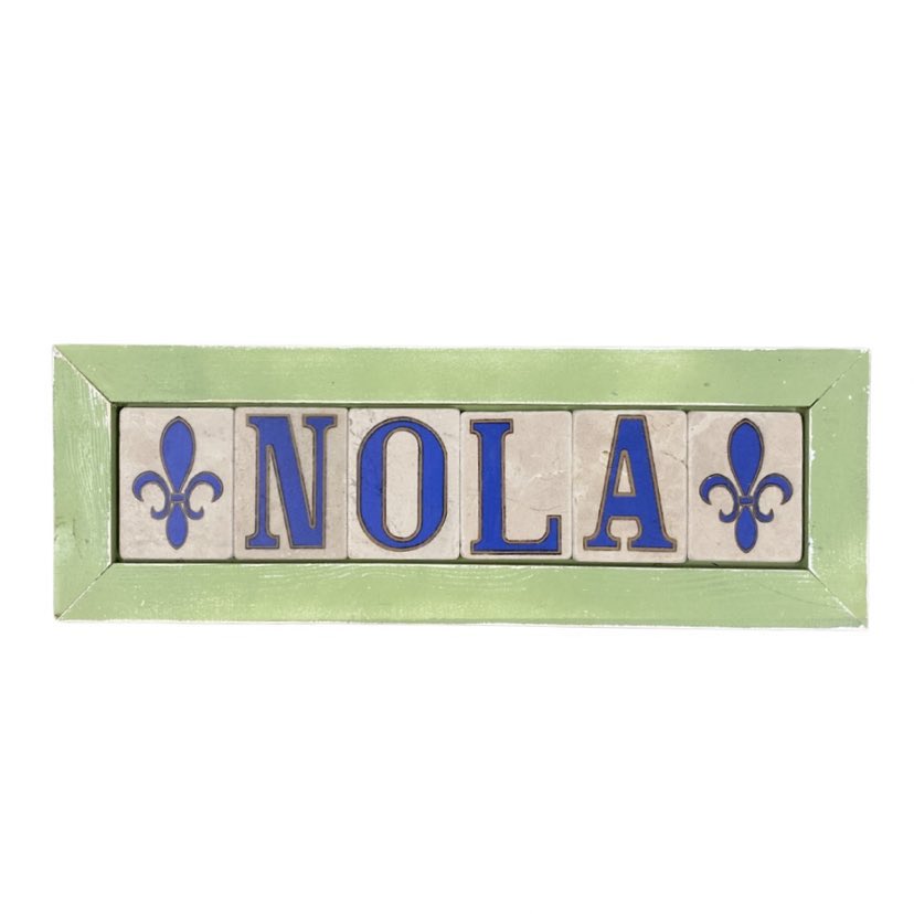 NOLA Double Fleur de Lis Framed Tile Sign