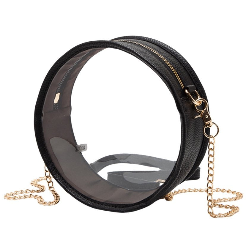 Clear Round Purse, Black Trim