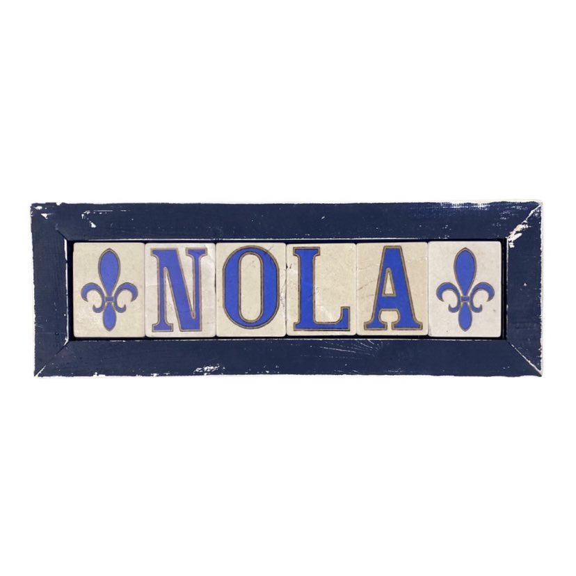 NOLA Double Fleur de Lis Framed Tile Sign