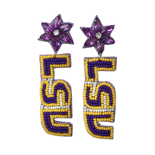 LSU Gem Post Earrings