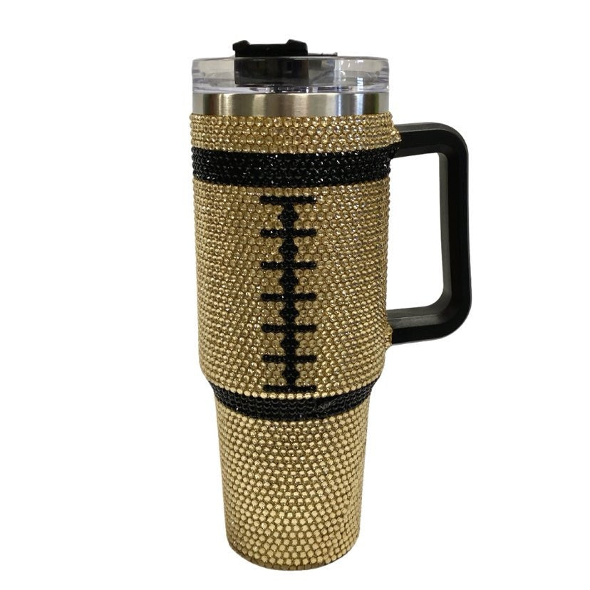 Football Tumbler, Black & Gold