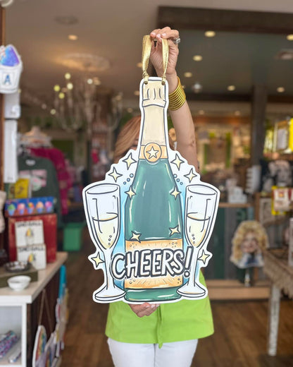 Champagne Cheers Door Hanger