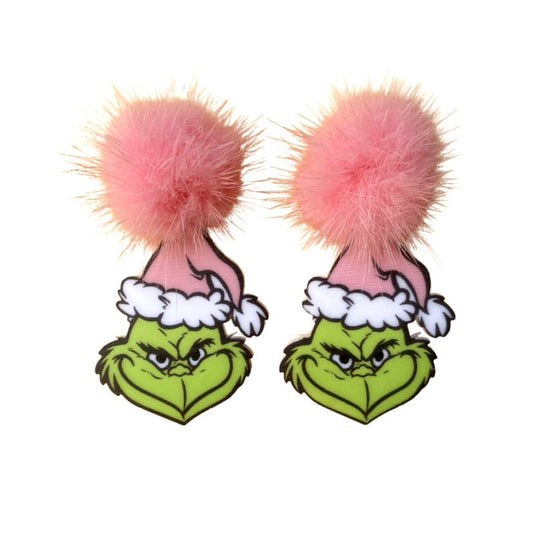 Pom Grinch Acrylic Earrings