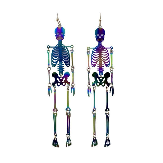 Anodized Skeleton Dangle Earrings