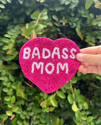 Badass Mom Beaded Pouch