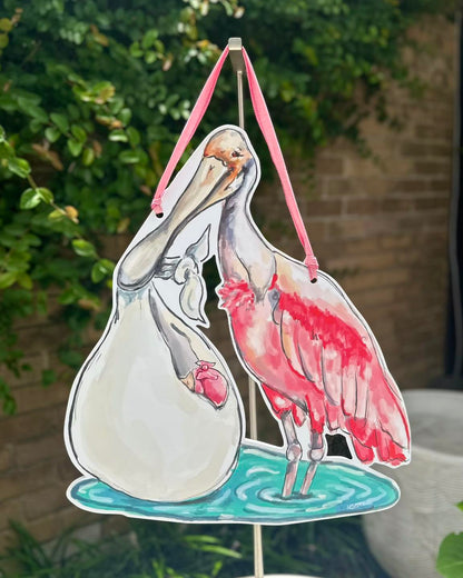 It's  Girl Spoonbill Door Hanger